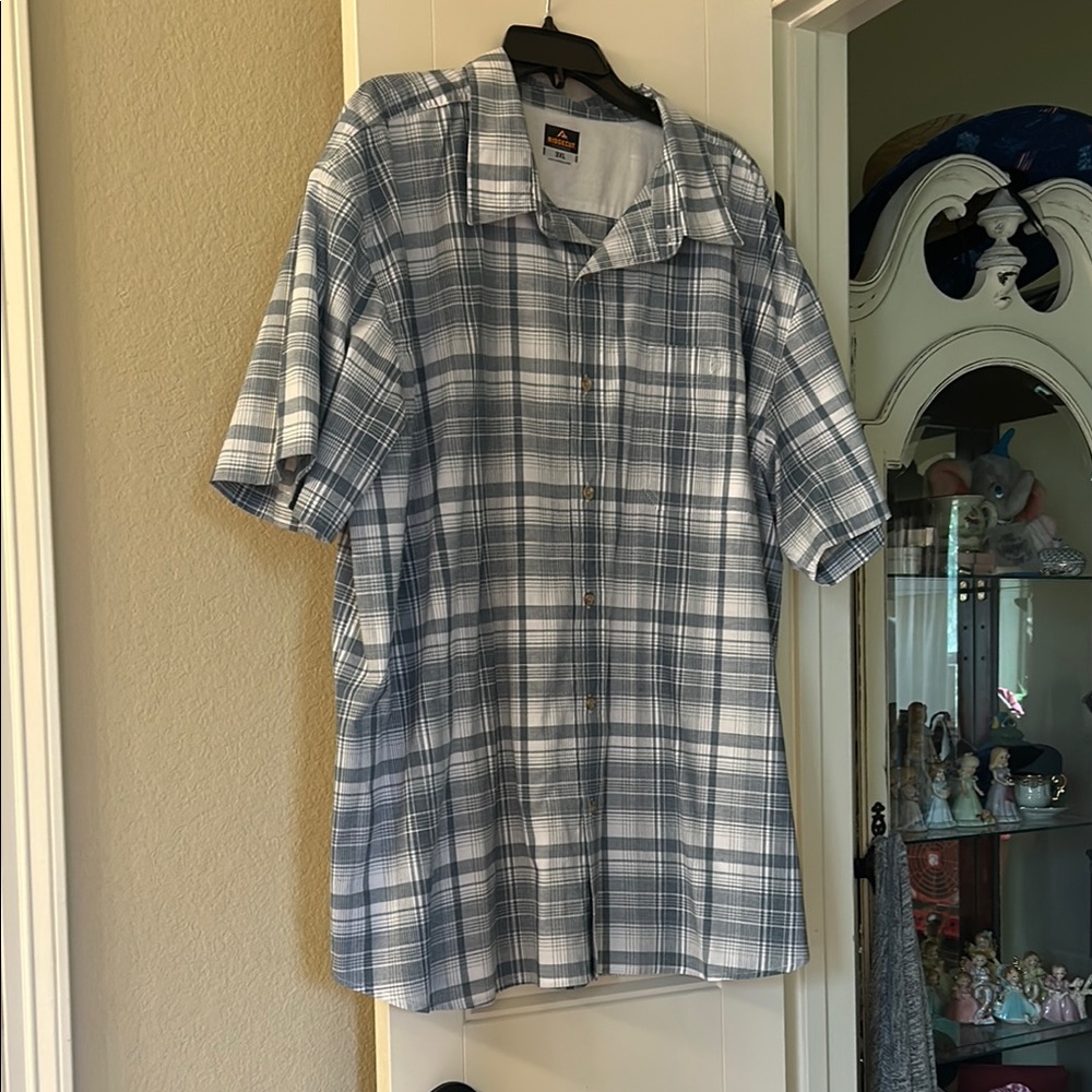Ridgecut plaid Blue Gray Checkered Button Down Shirt
